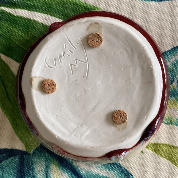 Heart shaped Studio Pottery Signed Trinket Dish Decorative Bowl Valentine Love - Picture 8 of 11